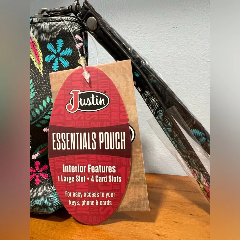 JUSTIN BOOTS NWT Western Desert Floral Essentials Pouch Removable Wristlest NEW